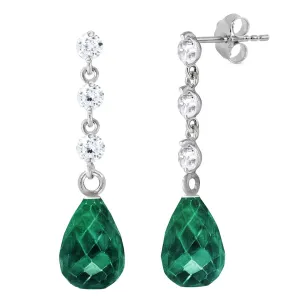 6.9 Carat 14K Solid White Gold Many Thanks Emerald Diamond Earrings