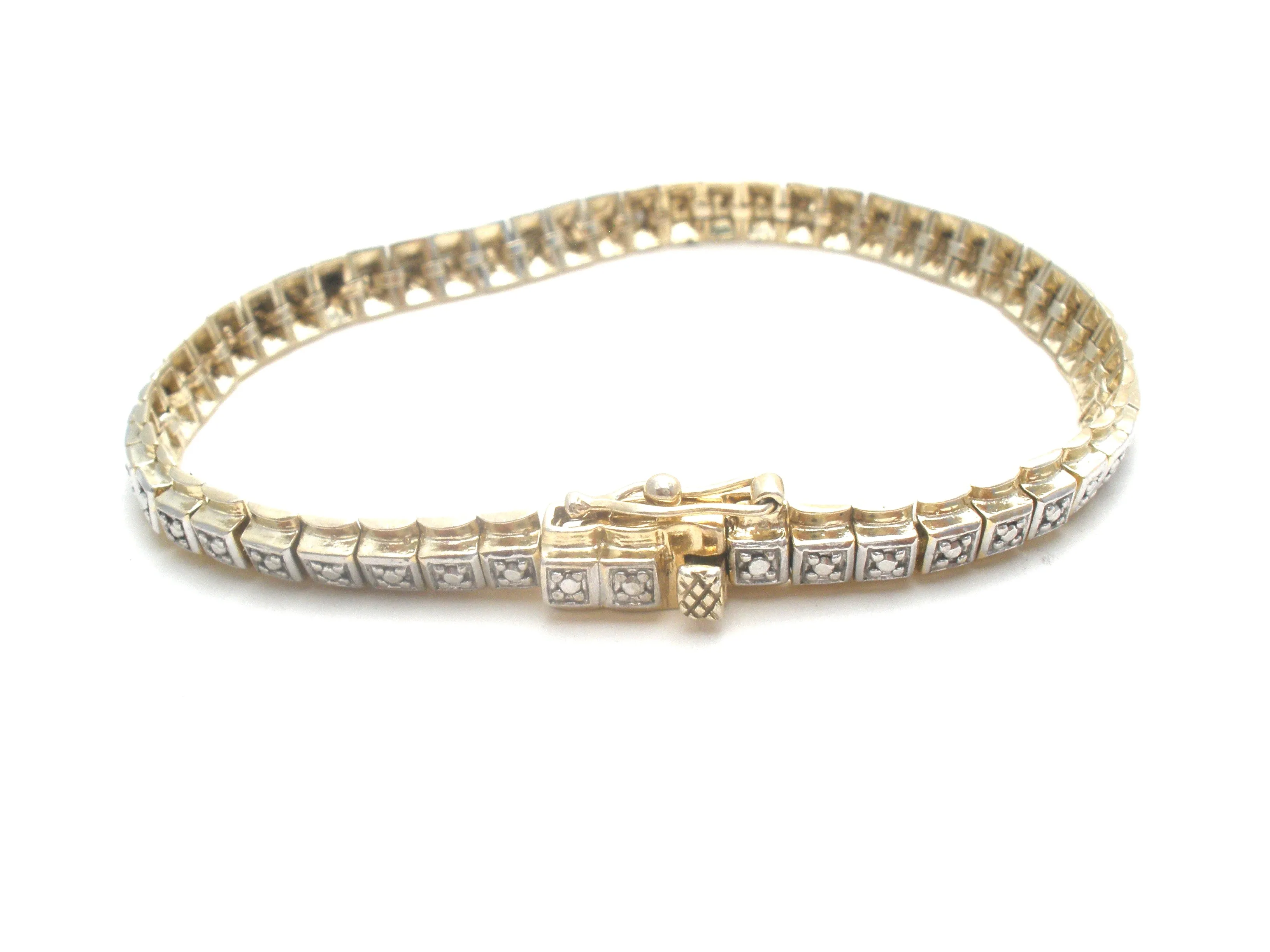 Diamond Tennis Style Gold & Sterling Bracelet