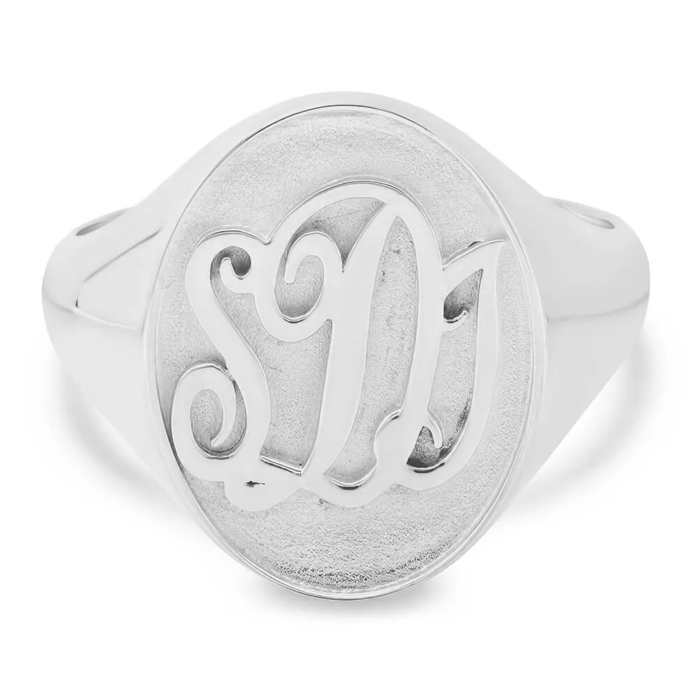 Raised Initial Monogram Mens Signet Ring