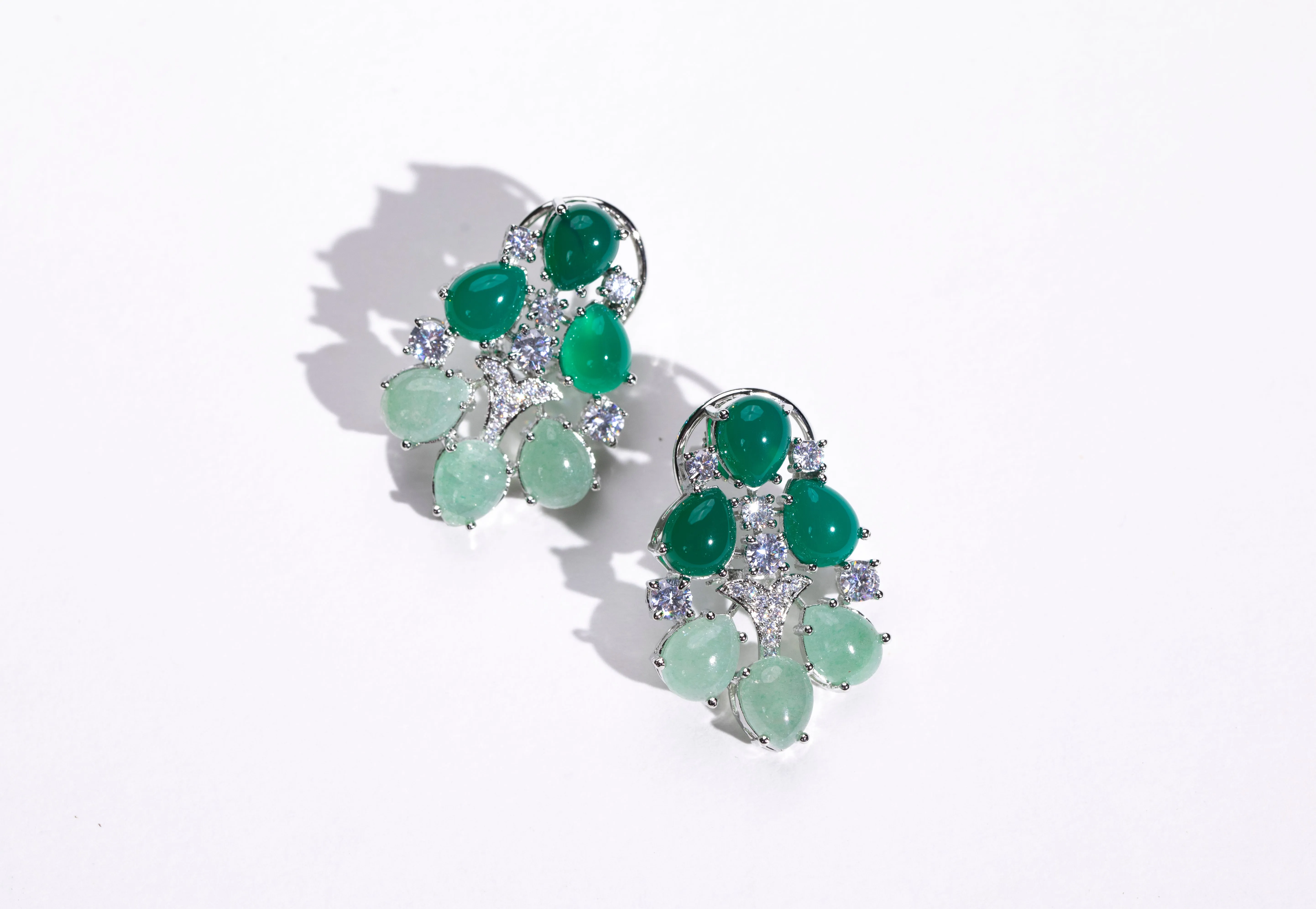 Unique Dual Tone Green Emerald Earrings with Swarovski | Buy Designer Jewelry Online
